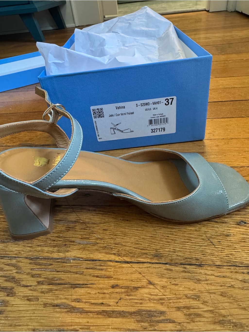 Sage Green Leather Square-Toe Ankle-Strap Sandals — image 4 of 7